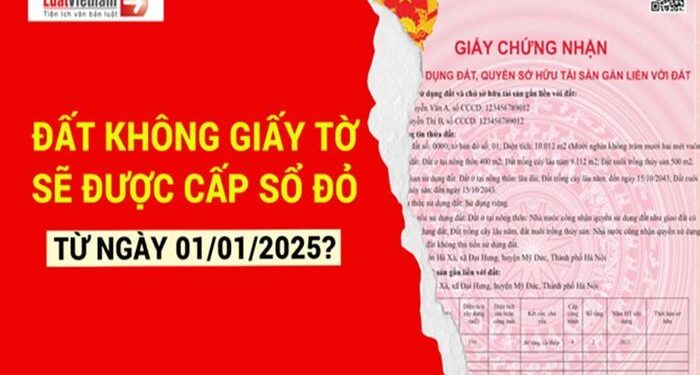 Những loại đất không giấy tờ nào sẽ được cấp sổ đỏ từ1/1/2025?